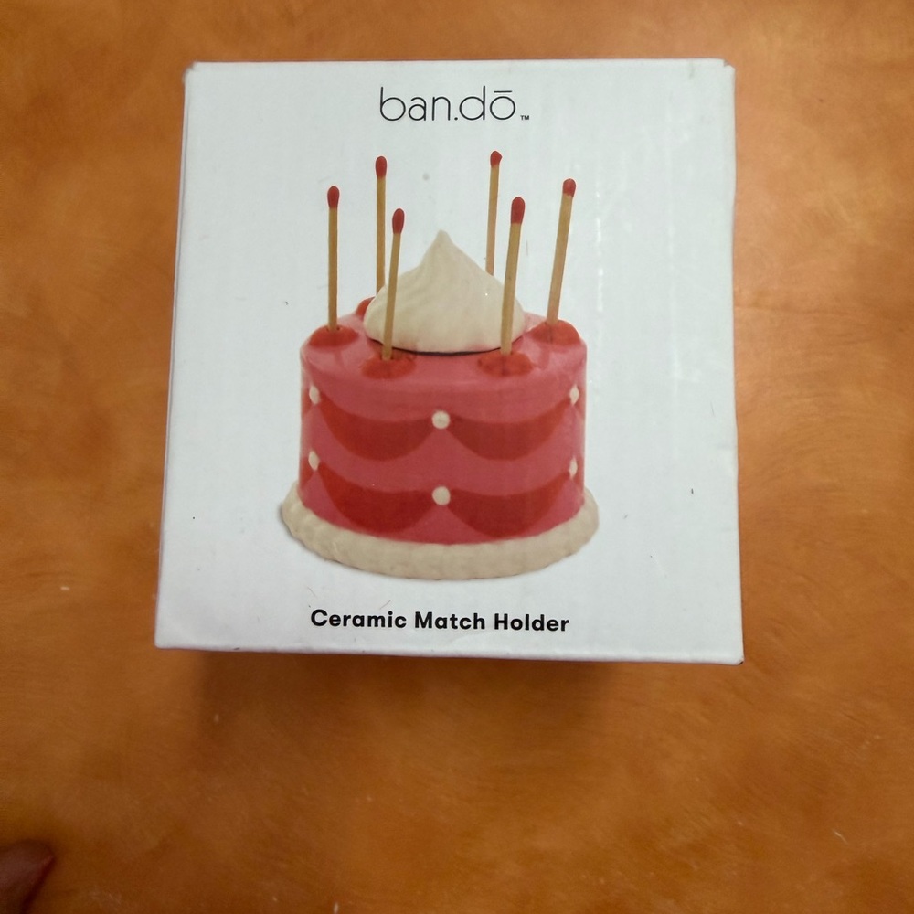 Ban.do Pink and Red Ceramic Match Holder - Cake 🎂 Themed